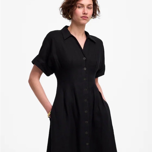 Madewell Dresses & Skirts - Madewell Pleated Linen Midi Shirtdress